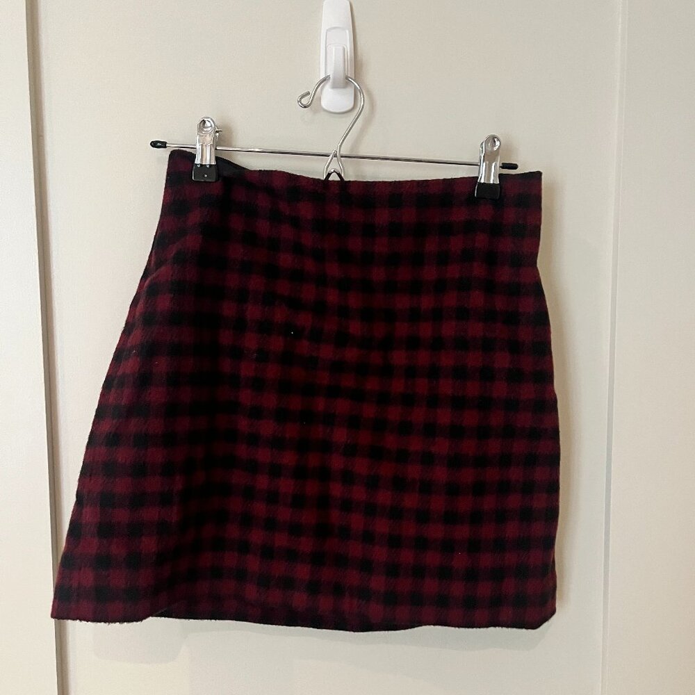 Wool blend gingham skirt, Madewell